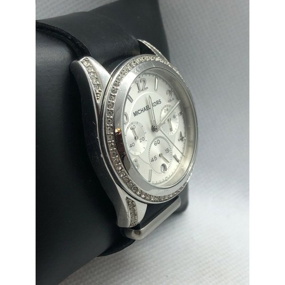 Michael Kors MK5165 Unisex Black Leather Analog Di main image 7